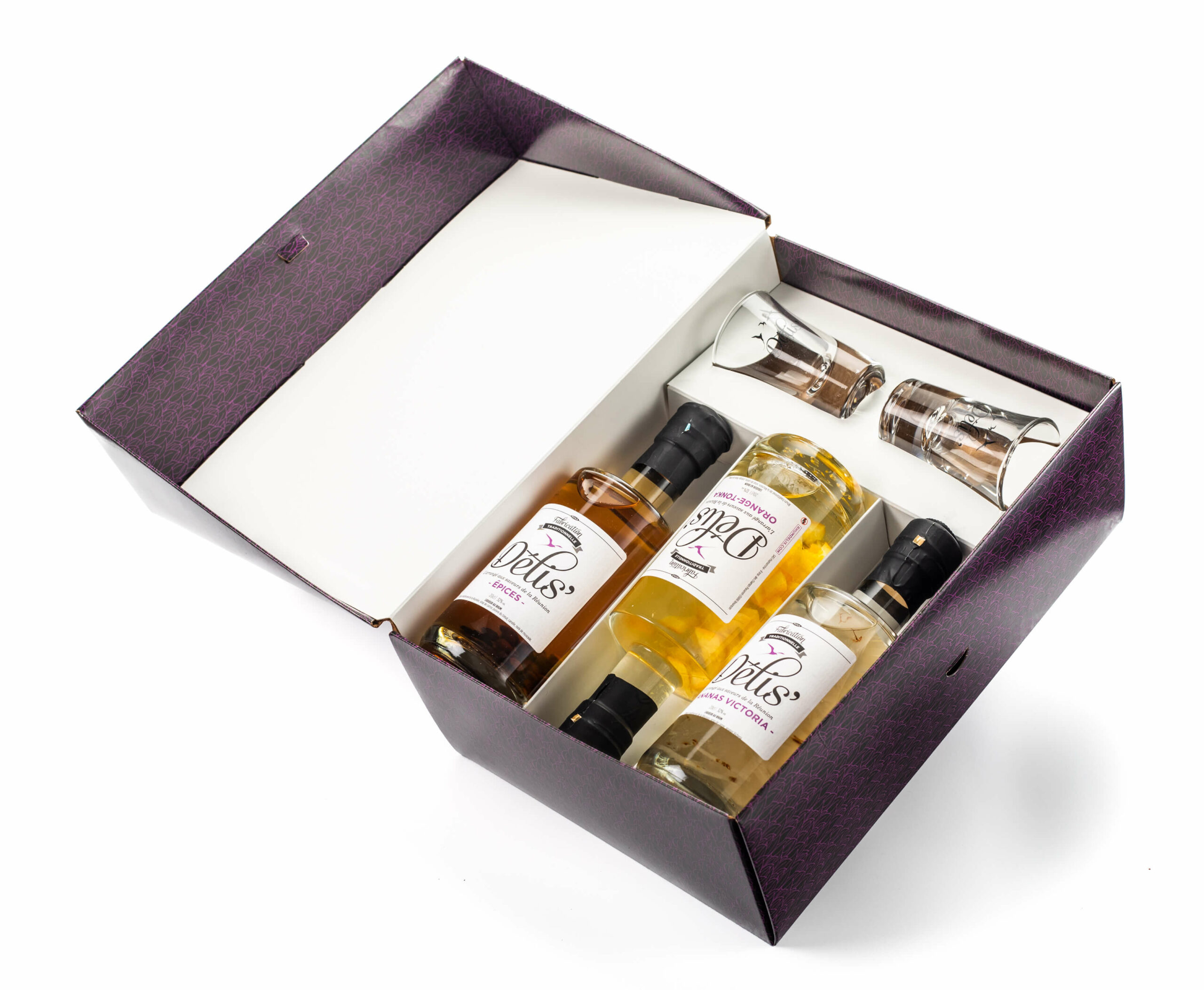 Coffret cadeau 3 x 20 cl + 2 verres shooter