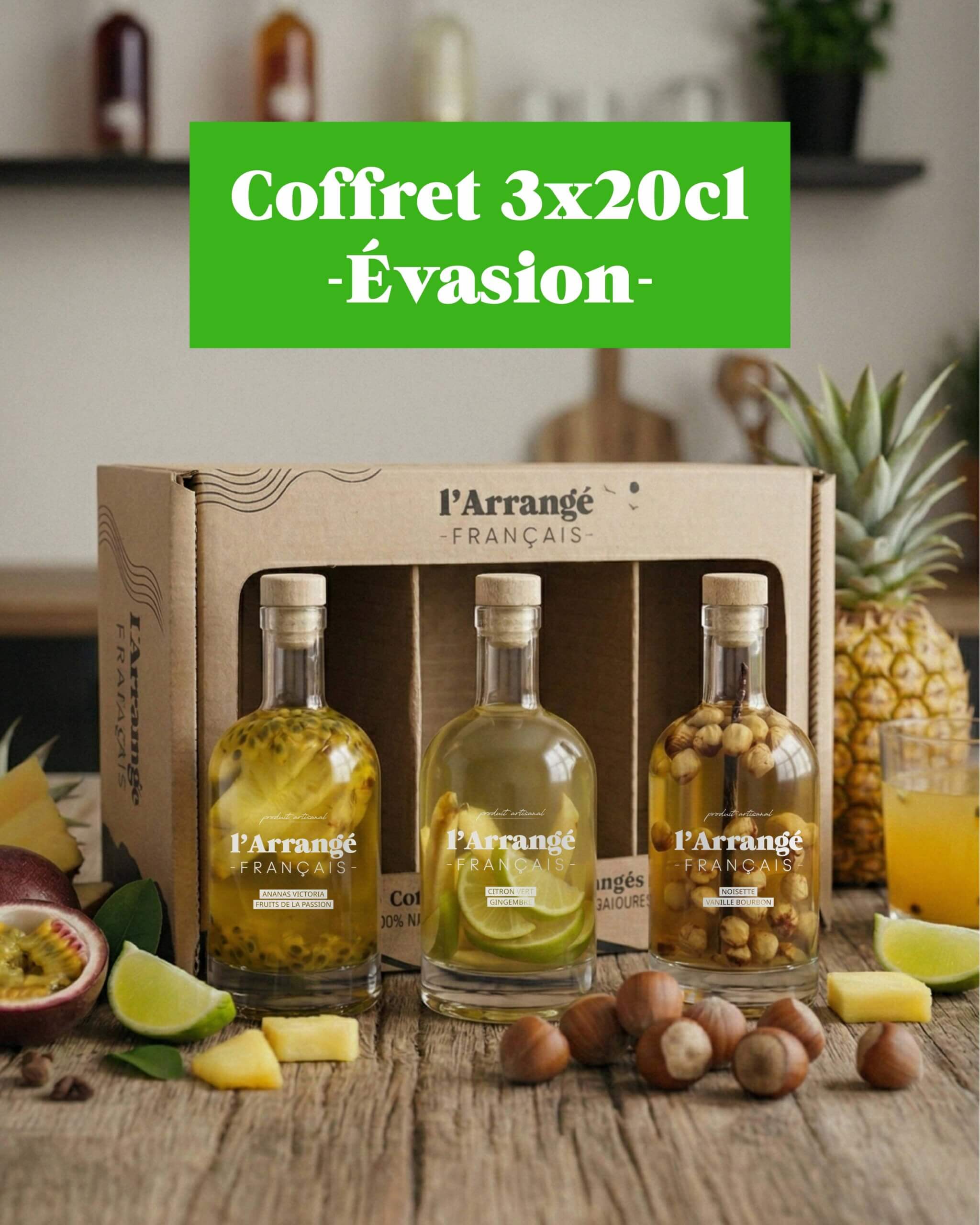 Coffret “Evasion” rhums arrangés – 3×20 cl